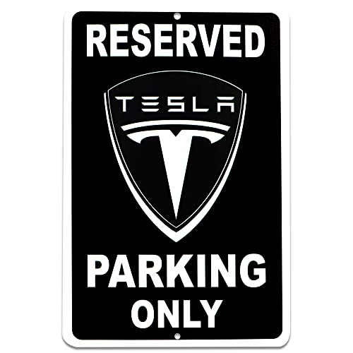 Tesla Parking Only Sign 8x12 Aluminum Reserved Parking Garage Decor Gift for Men Women