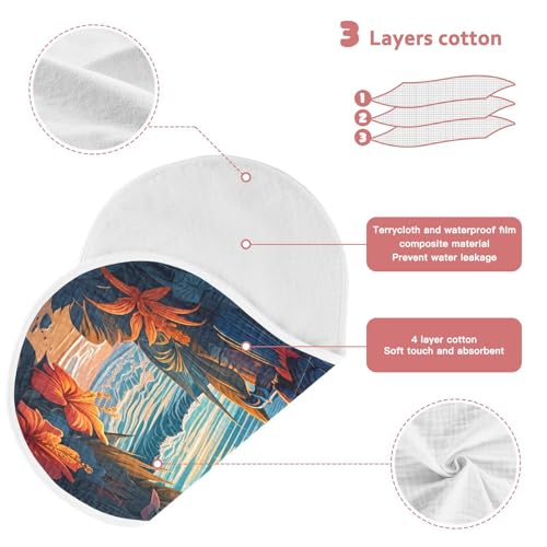 J JOYSAY Bird Hibiscus Sunset Orange Baby Burp Cloths for Boys Girls Large 22''x11'' Cotton 4 Layer Burp Cloths for Infant Babies one sizex43