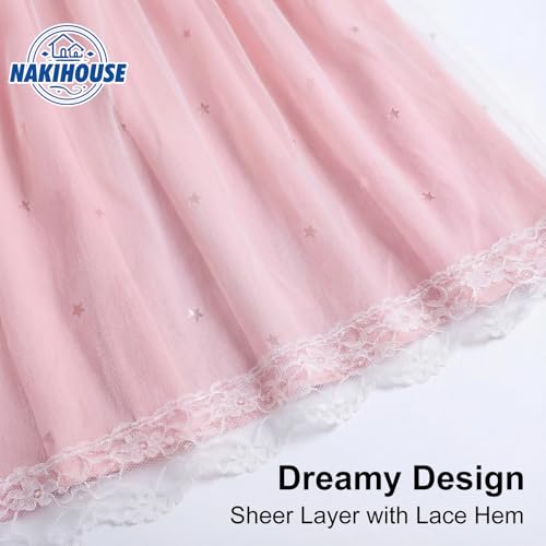 NAKIHOUSE Blackout Curtains with Net,2 Panels Eyelet Curtains for Kids Nursery Bedroom Living Room,52 x 54 Inch Thermal Insulated Curtain & Drapes,Pink - Image 5