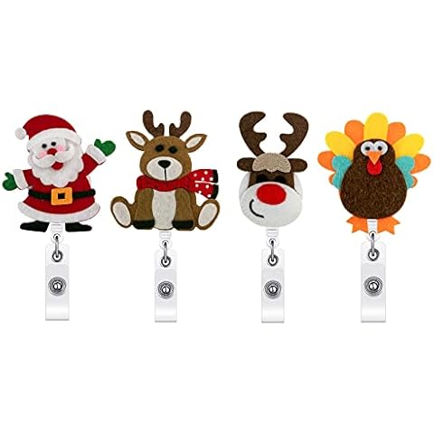4 Pieces Christmas Thanksgiving Badge Reel Holder Cover