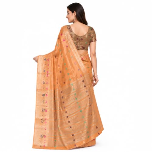 Image of Sarees for Women Wear Organaza Silk Banarasi Sari Kanjivaram Soft Pure Paithani Wedding Original Kanchipuram Pattu Sadi with Blouse Piece 2026 (Flowermeena)