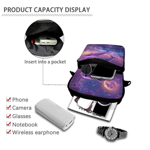 Girls Crossbody Shoulder Bag with Zipper, 2 Layer Messenger Bags for Women Men4