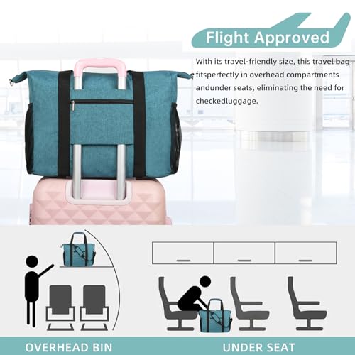 Travel Duffel Bag for Women Men,Sports Tote Gym Bag With Wet Pocke,Foldable Carry on Luggage Bag,Blue3