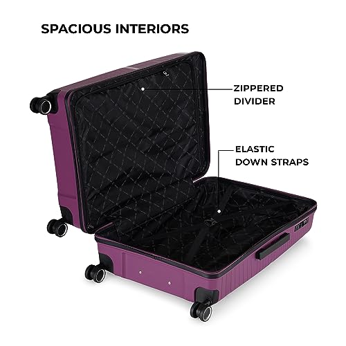 Image of Stony Brook Nasher Miles Axis 75 Cm 28 Inch Polypropylene Hard-Sided 4 Wheels Spinner Check-in Luggage Trolley Bag (Wine Purple)