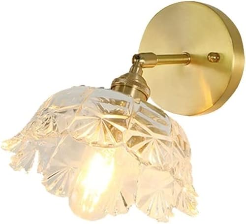 SYAXVOM Wall Lamp Light Fixtures Indoor PostCopper Lamps Glass Lampshade E27 Luxury Sconces Lighting for Living Room Bathroom Hallway Bedroom Hotel (Size : 1)