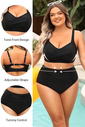 Image of Daci Women's Plus Size Bikini Sets - High Waisted Two-Piece Swimsuits with Tummy Control