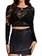 Kiiwah Mesh Oberteil Damen Langarm Crop T-Shirt Sexy Durchsichtiges Oberteil Schwarz Transparentes Bluse Top Netzoberteil Festival Oberteile Rave Outfit Tunika Clubwear