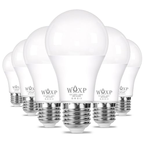 E27 Screw LED Light Bulb Cool White 60W Equivalent, 900 Lumen ES GLS Bright White Light Bulbs, 9 Watt Large Screw in Light Bulb, 6500K, Flicker Free, Non-dimmable, Pack of 6