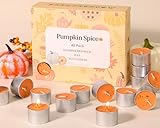 DEVI Pumpkin Highly Scented Tea Lights Candles 40 Pack, 6 Hours Natural Palm Tea Candles for Home Scented, Small Votives with Essential Oils for Home Aromatherapy,