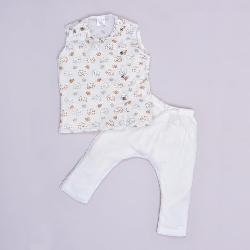 Image of POLKA TOTS Pure Cotton New Born Dress | Ultra-Soft, Breathable & Lightweight Sleeveless Jhabla Pant Set for Baby Boys & Girls | Baby Summer Clothes | Traditional Jabla & Pyjama Set for Newborns