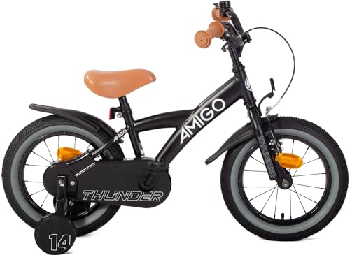 AMIGO Thunder - Kinderfahrrad Jungen - 14 Zoll - Mit Rucktrittbremse und...