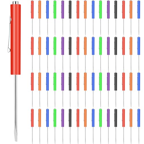 Image of 60 Pieces Pocket Screwdriver Mini Tops and Pocket Clips Magnetic Slotted Small Screw Driver with a Single Blade Head for Mechanical, Electrician (Colorful)