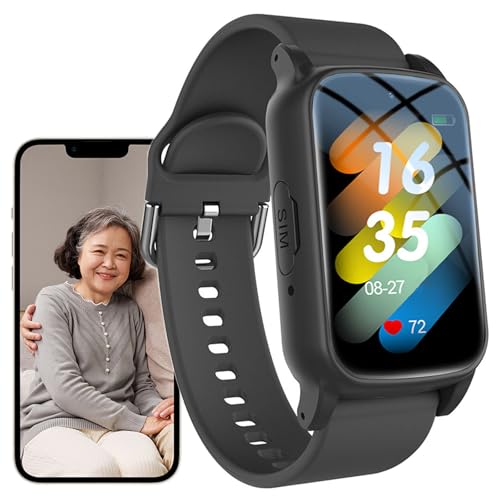 Reloj Localizador Personas Mayores Reloj Inteligente con Detector de Caídas, Aviso de caída, Botón SOS, Localizador GPS para Personas Mayores o AlzheimerBlack,One Size