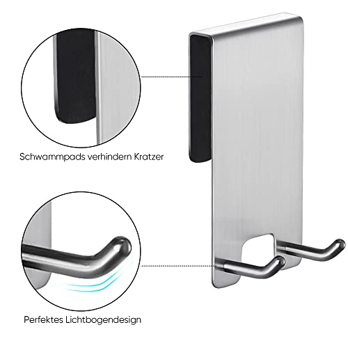 Kegii Haken Duschwand - Duschhaken ohne Bohren 2er Set mit Gummi Schutz | Halterung für Duschabzieher Handtücher | für Glasstärken von 6-12 mm 5