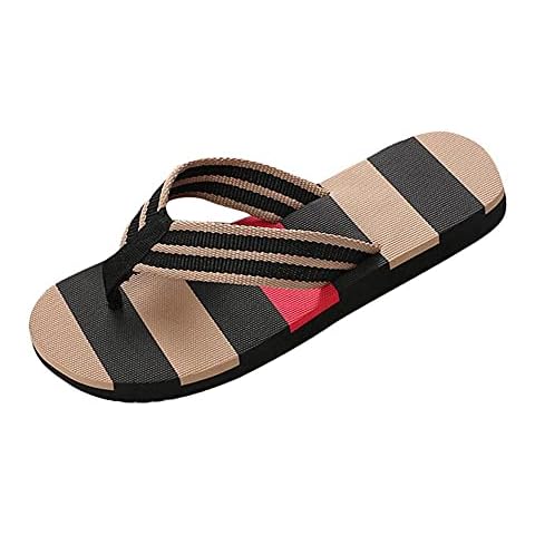 Women's Summer Bohemian Clip Toe Flip Flops Bathing Shoes Summer Men's Open Toe Slippers Fashion Beach Shoes Massage Bathroom Flip Flops Toe Separator Mules Beach Shoes, black, 8 Cover