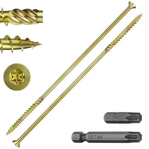 Wensilon 5/16 * 14" Yellow Deck Screws 12pcs 2lbs 8x350mm Lag Screws