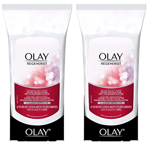 OLAY Regenerist Advanced Anti-Aging Micro-Exfoliating Cleansing Cloths 30 Each (Pack of 2)