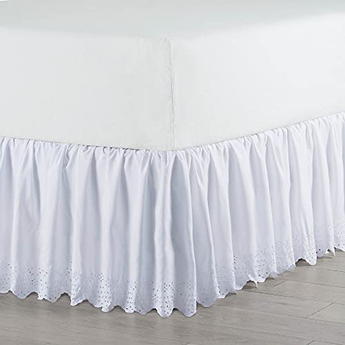 Martex Eyelet Embroidered Platform Bed Skirt (Colors Vary), King, White #TOP30