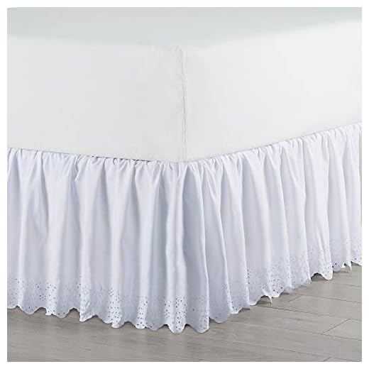 Martex Eyelet Embroidered Platform Bed Skirt (Colors Vary), King, White