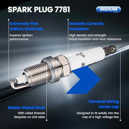 Image of 7781 Iridium Spark Plugs 8 Pack - Compatible with Chrysler 300 Pacifica Sebring Town & Country Compatible with Dodge Avenger Challenger Charger Grand Caravan Journey Magnum Nitro, VW Routan