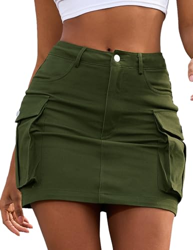 Jupe cargo pour femme jean stretch Y2K mode denim rétro décontracté