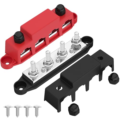 Joinfworld Power Distribution Block Bus Bar 12V 250A with 4 x 5/16'(M8) Studs Marine Bus Bar 12 Volt...