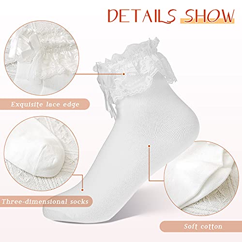 Satinior 6 Pairs Women Lace Ankle Socks Ruffle Frilly Cotton Socks Ruffled Lace Dress Socks Trim Lace Socks For Girls (Black, White) One Size Satinior #TOP1