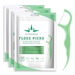 Dental Floss Picks 300 Count,Tooth Picks Thread Flossers Easy Grip Handle for Adults Kids Teeth Cleaning, Unflavored Toothpick Stick Soft,Tight Spaces Cleaning (300)