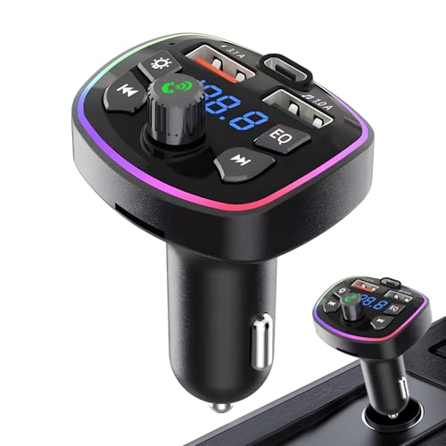 Trasmettitore per auto, trasmettitore radio per auto - Adattatore Aux Wireless AUX FM trasmettitore con doppia porta USB - Adattatore di musica multifunzionale con fonte di ricarica PD per auto, cam