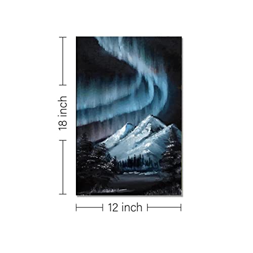 Image of RANGOLI 100% Cotton Stretched Canvas Painting 400 GSM, Framed Snow Mountains Canvas Abstract Wall Art for Living Room, 3D Paintings for Wall Decor (12 x 18 Inch With Frame)