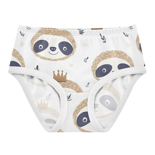 Wusikd Cute Sloths Face Crown Girls' Underwear Cotton Girls Briefs Soft Toddler Underwear 2T