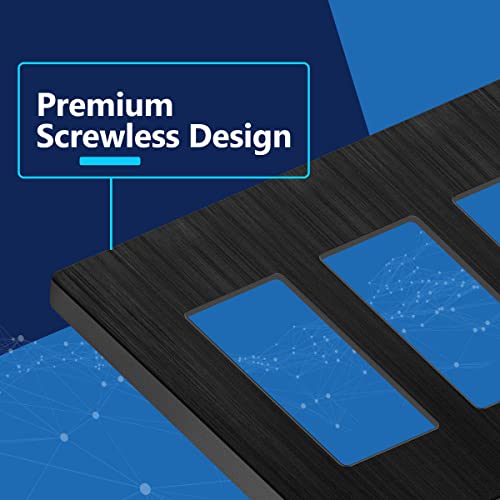 Image of LIDER Decorator Switch Cover, Screwless Wall Plate, Mid-Size 3-Gang 4.88 inch x 6.77 inch, LSWP-33M-BBK, UL Listed, Thermoplastic, Brushed Black, 1-Pack