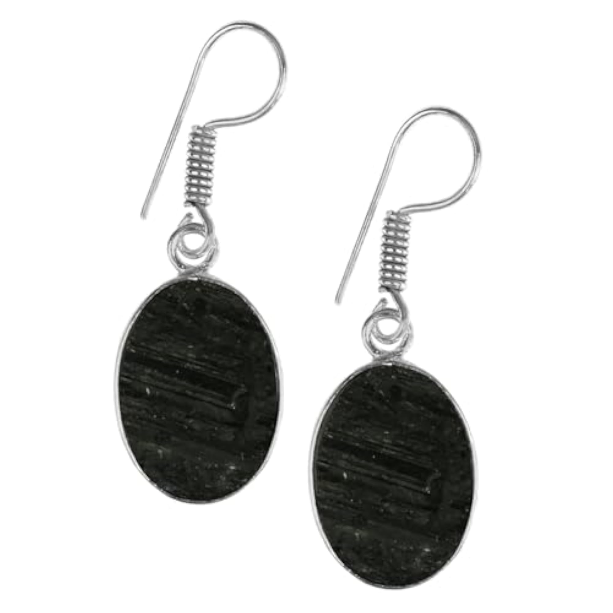 Women's AAA Black Tourmaline Natural Stone Stud Earrings
