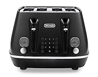 De'Longhi Distinta Moments 4 Slice Toaster CTIN4003BK, Dual Control Panel, Extra-lift, Removable Crumb Trays, 6 Browning Levels, Black