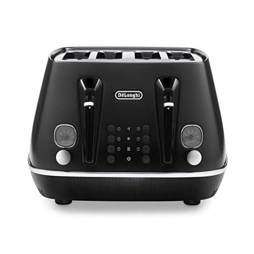 De'Longhi Distinta X CTIN4003.BK Designer 4 Slice Toaster, Variable Browning Control, Reheat/Defrost/Bagel Function -Black