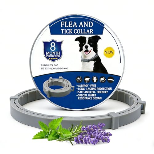 Zeckenhalsband für Hunde und Katzen,Flohhalsband Wasserdicht und Verstellbar,100% Natürliche Inhaltsstoffe,Bis zu 8 Monate Schutz Gegen Zecken und Flöhe Natürlichen Inhaltsstoffen