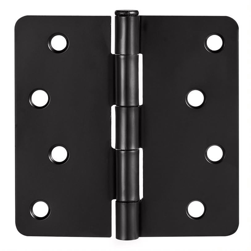 Door Hinges for Interior Doors 6-Pack 4-inch x 4-inch, Rounded 1/4-inch Radius Steel Door Hinge, Matte Black - Image 2