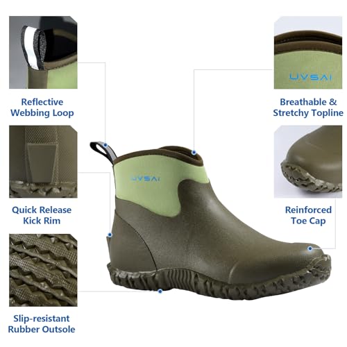 Image of Men's Waterproof 5.3-inch Ankle High Garden Shoes Rain Boots Slip-On Footwear for Gardening Farming Lawn Care Yard Work