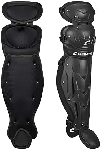 CHAMPRO Optimus MVP Double Knee Baseball Catcher’s Leg Guards, 13.5" Length, CG106B, Black