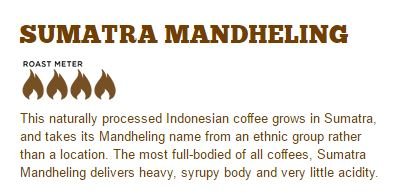 Stone Street Gourmet Coffee Indonesian Sumatra Mandheling, Single Origin, Dark Roast, 1 Lb, Whole Bean #TOP4