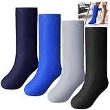 Shyyween 4 Pcs Leg Cast Cover Medium Short Cast Sock Cover Below the Knee Leg Sleeve for Foot Men Women Plaster Stocking Protective(Black, Blue, Gray,Dark Green)