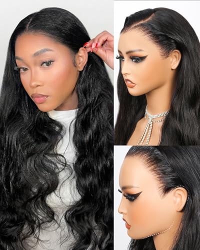 Glueless 13x6 Body Wave Lace Front Wigs Human Hair Pre Plucked Pre Cut Ear-To-Ear Frontal Wigs Human Hair 220% Density Wear and Go Glueless Drawstring Wig Human Hair 20 Inch