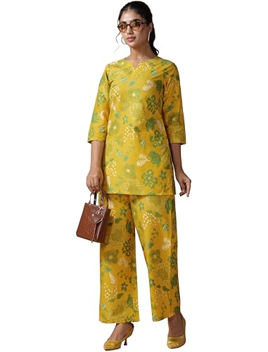 Image of Pinkmint Women's Pure Cotton Co Ord Set l Kurta Sets for Women |Kurta Sets| Printed Kurta with Pant l Stylish Pocket & 3 /4 Sleeve Women Co-ord Set (Avaiable in Plus size)