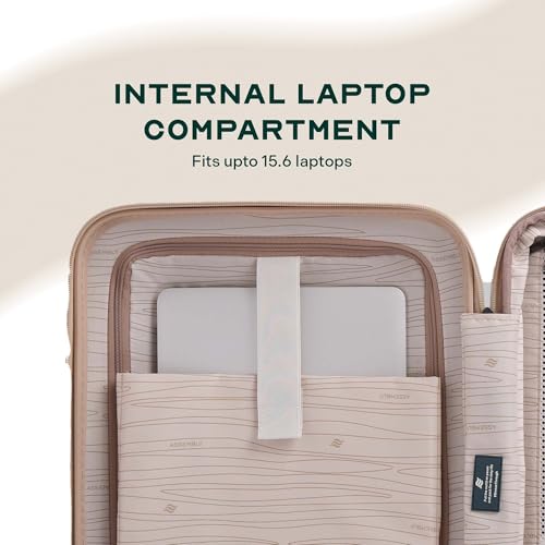 Image of Assembly Cabin Suitcase with8 Spinner Wheels & TSA Lock, Internal Laptop Pocket, Polycarbonate Hard Shell Carry On Luggage for Weekend Getaways, Beige, 20-Inch