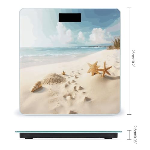 Báscula Digital de Baño Tema Playa con Plataforma Amplia miniatura 2