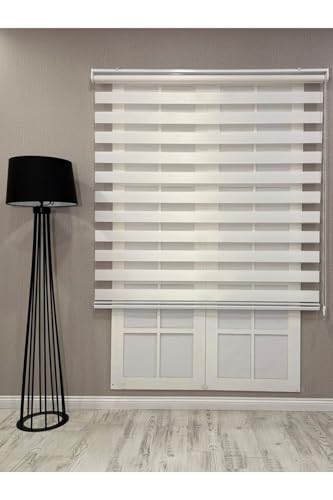 Bambu Zebra Stor Güneşlik Perde, Beyaz, 100 x 200