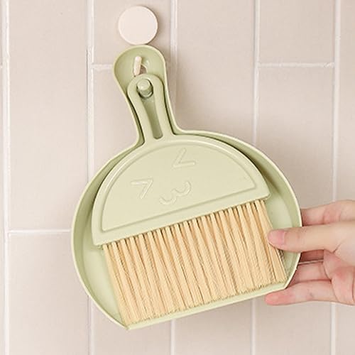 MEMOFYND 2-Teiliges Besen-Kehrschaufel-Set mit 2 Haken, tragbares Mini-Reinigungs-Kombi-Set, Besen- und Kehrschaufel-Reinigungsset, Desktop-Unordnungspinsel, Geeignet für Desktop, Tastaturreinigung – Bild 7