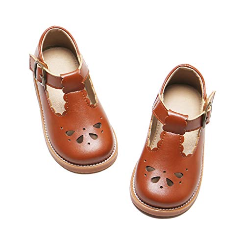 Felix & Flora Toddler Little Girl Brown Mary Jane Dress Shoes - Ballet Flats for Easter Flower Girl Party School Shoes?Brown,9 Toddler