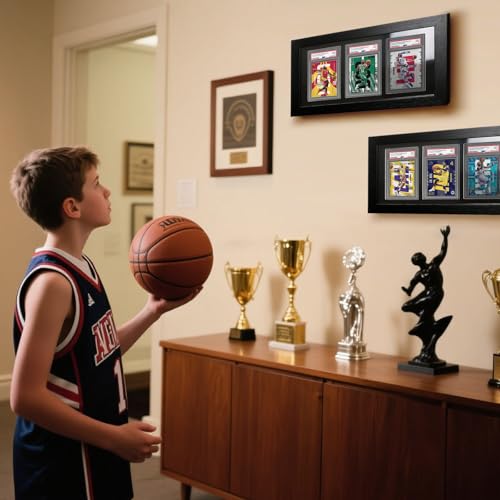 Sortowane ekrany na karty, ramki kompatybilne z PSA, CGC i Tag Slabs, ramka na karty kolekcjonerskie, akrylowe, na biurko i ścianę, karty kolekcjonerskie, karty sportowe, karty piłkarskie (3 karty PSA