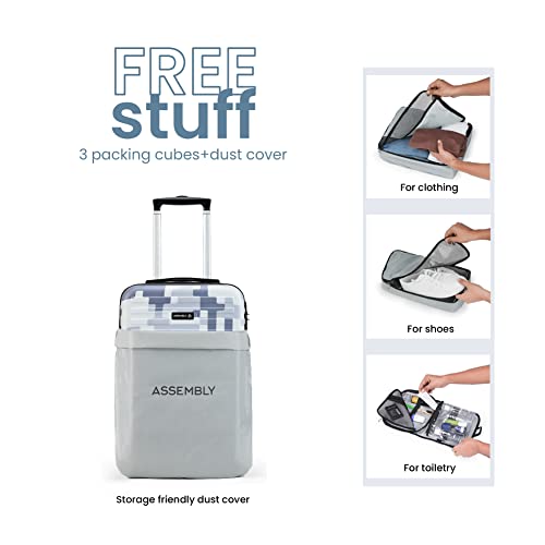 Image of THE ASSEMBLY Hard-Sided Check-In Luggage 65 Cm 24 Inch Polycarbonate Printed 4 Wheels Spinner Trolley Bag With Tsa Lock (Grey Camouflage)